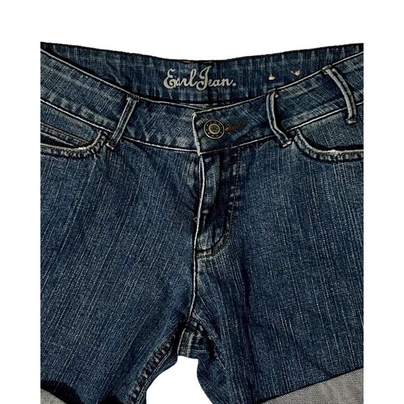 Earl Jean Women's Denim Shorts Size 6 Blue Denim Low Rise Cuff Pockets Stretch - Picture 6 of 9